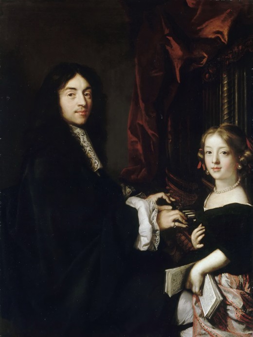 Porträt von Organist Charles Couperin (1638-1678) mit Tochter von Claude Lefebvre