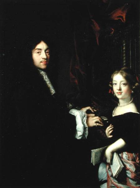 Portrait of Charles Couperin (1638-79) and the Daughter of the Artist von Claude Lefebvre