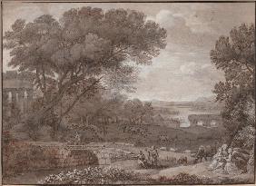 Landschaft mit der Ruhe der heiligen Familie auf der Flucht nach Ägypten 1660