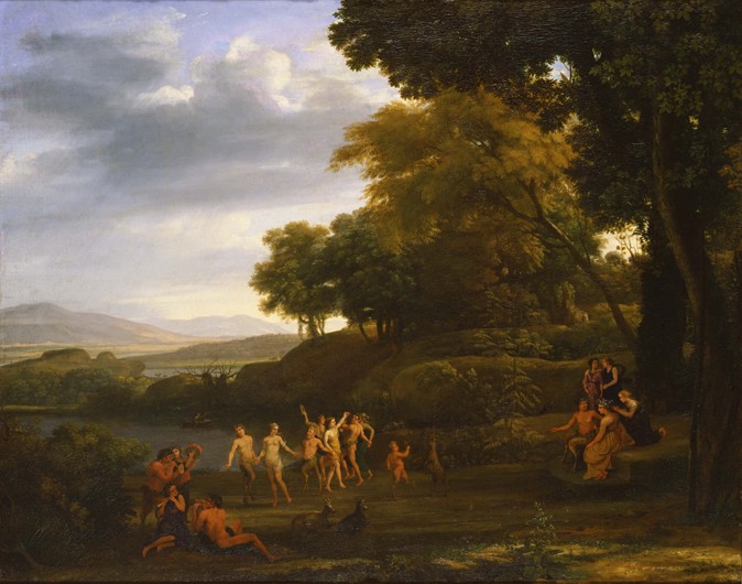 Landschaft mit tanzenden Satyren und Nymphen von Claude Lorrain