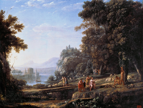 Landschaft mit Apollo und Marsyas. von Claude Lorrain
