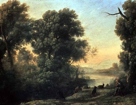 River landscape with Goatherd Piping von Claude Lorrain