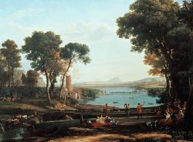 Landschaft mit der Vermählung von Isaak und Rebekka 1648