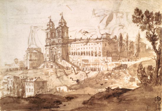 View of the Church of S. Trinita dei Monti, Rome von Claude Lorrain