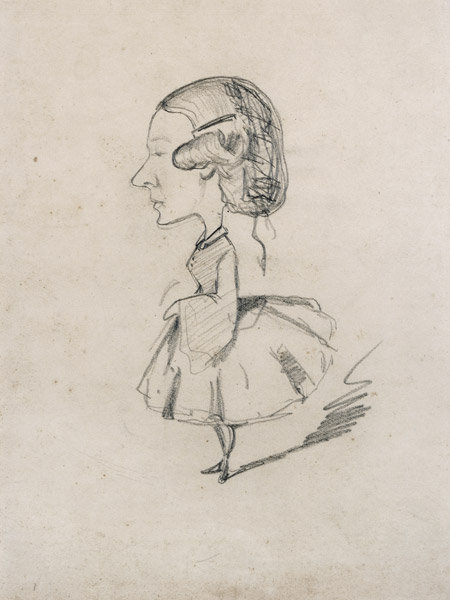 Young girl in profile with a sharp nose, c.1858 (pencil on paper) von Claude Monet