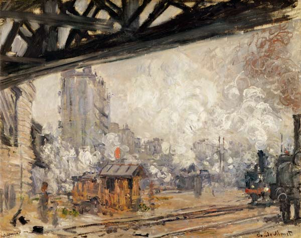 "La Gare Saint-Lazare, vue extérieure" (Außenansicht des Bahnhofs Saint-Lazare in Paris) von Claude Monet