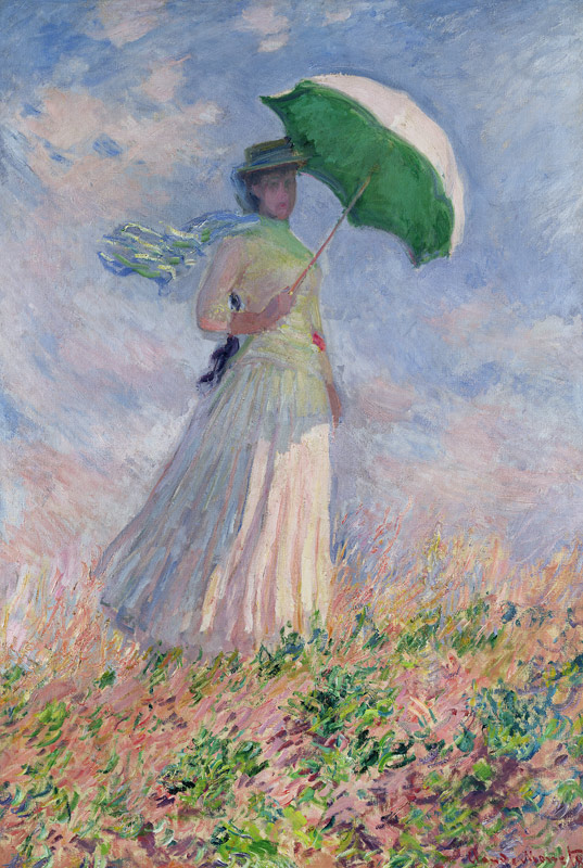 Frau mit Sonnenschirm, nach rechts gewendet (Susanne Hoschedé) von Claude Monet