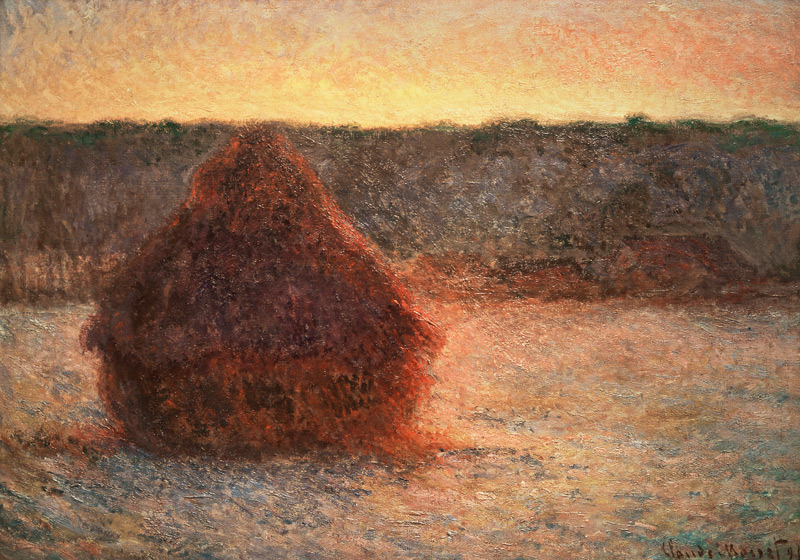 Haystacks at Sunset, Frosty Weather von Claude Monet