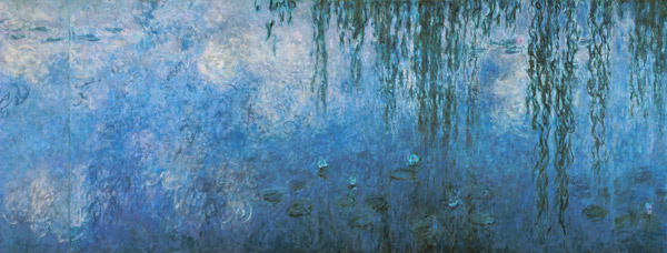 Mittleres Drittel des Seerosenbildes im Musée d`Orangerie, Süd von Claude Monet