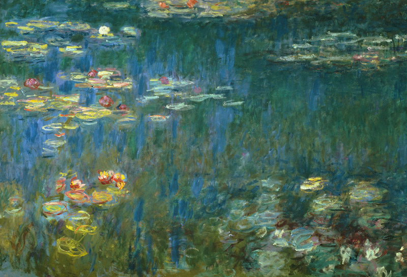 Seerosen, Grüne Reflektionen, linker Teil von Claude Monet