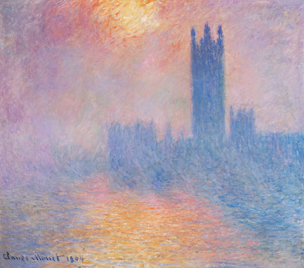The Houses of Parliament, London, with the sun breaking through the fog von Claude Monet