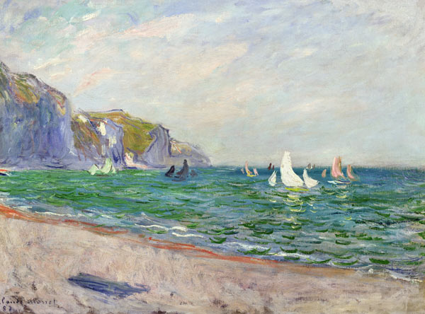 Boats below the Cliffs at Pourville von Claude Monet