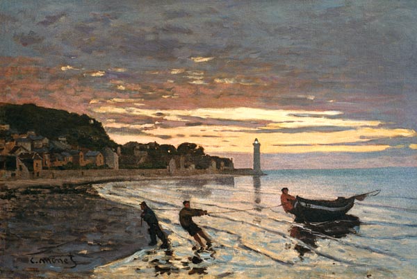 Einholen eines Bootes, Honfleur von Claude Monet