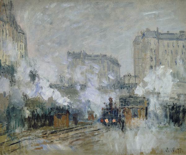 Exterior of the Gare Saint-Lazare, Arrival of a Train von Claude Monet