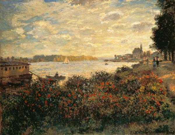 Rote Blumen am Ufer der Seine bei Argenteuil von Claude Monet
