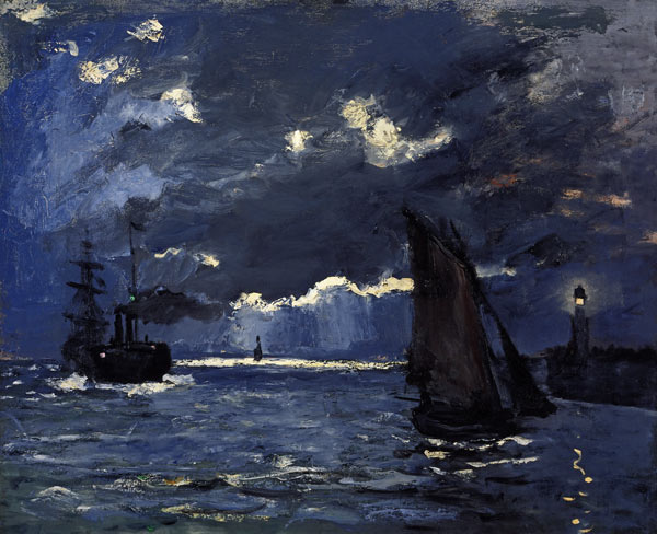 Seestück, Schiffe im Mondschein von Claude Monet
