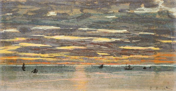 Sunset Over the Sea, 19th century (pastel & gouache on paper) von Claude Monet