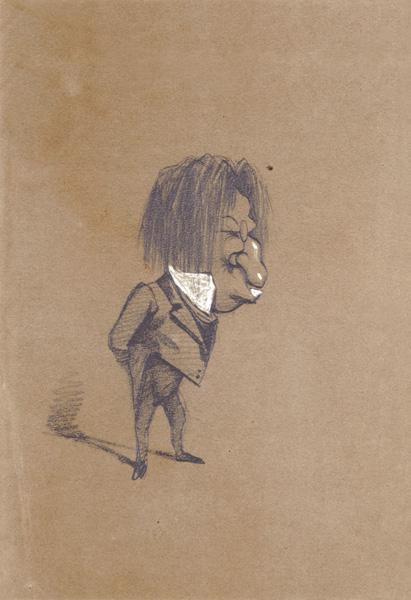 Caricature of Jules Husson (1821-89) 'Champfleury' 1858 cil &