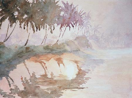 636 Backwaters, sun rising through mist 2003