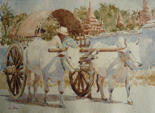934 Bullock cart taxi round the temples von Clive Wilson