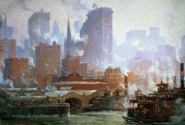 Wall Street Ferry Ship von Colin Campbell Cooper