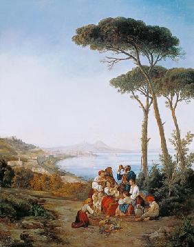 Italienische Gesellschaft über der Bucht von Neapel