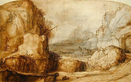 Mountainous Landscape (pen, brown ink, brush and von Constantin Daniel van Renesse