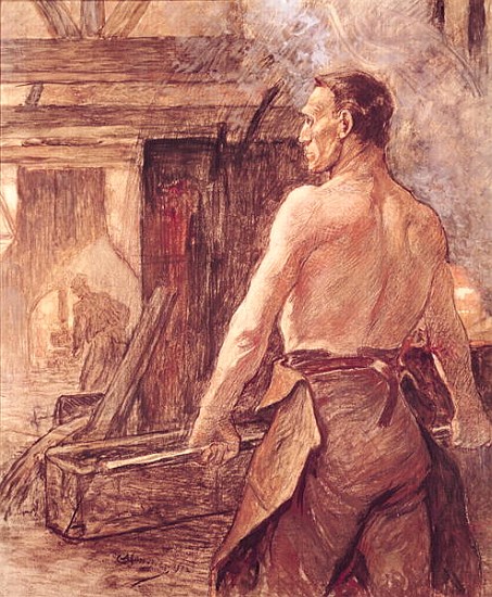 Foundry Worker, 1902 (pastel & gouache on paper) von Constantin Emile Meunier