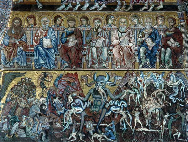 Hell, detail of the Last Judgement from the vault above the apse von Coppo  di Marcovaldo