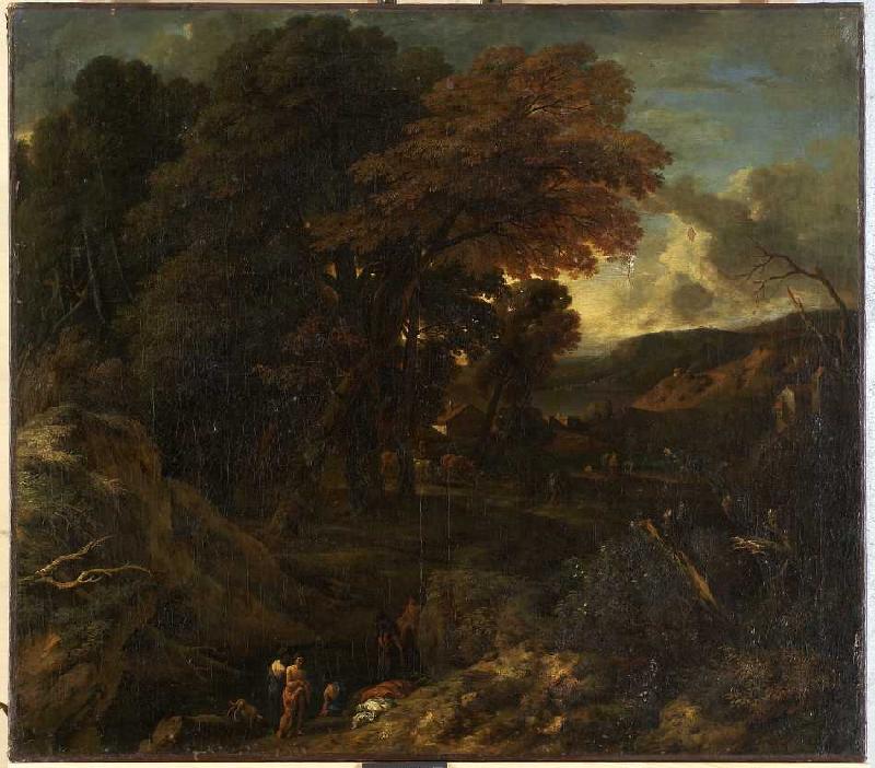 Italienische Landschaft mit Badenden. von Cornelis Huysmans