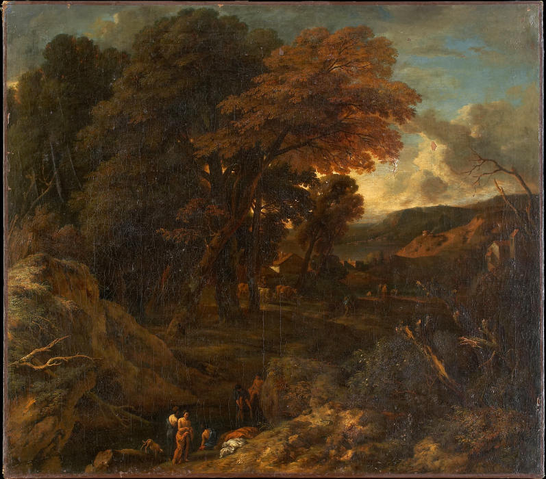 Italienische Landschaft mit Badenden von Cornelis Huysmans