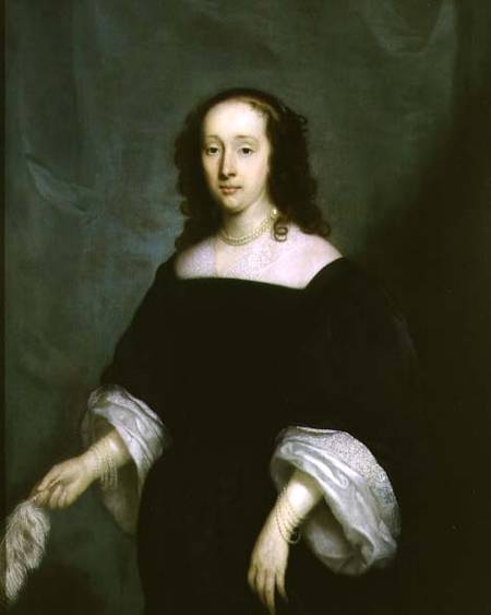 Portrait of a Lady Holding a Feather von Cornelius I Janssens van Ceulen