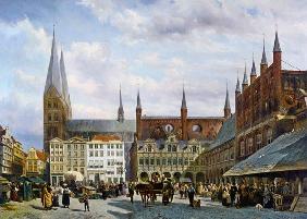 Der Marktplatz zu Lübeck. 1870