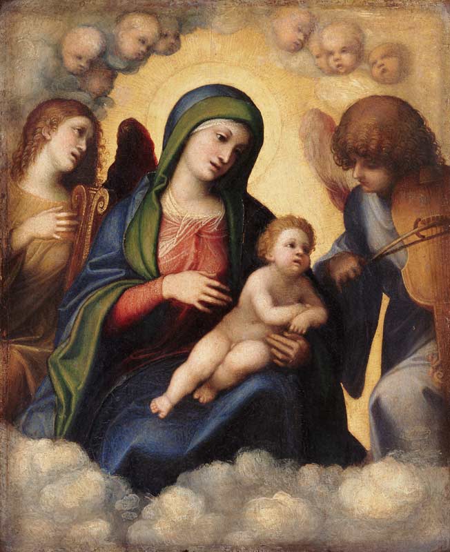 Madonna and Child and child in Glory, c.1520 von Correggio (eigentl. Antonio Allegri)