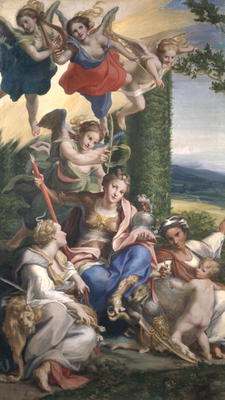 Allegory of the Virtues, c.1529-30 (tempera on canvas) von Correggio (eigentl. Antonio Allegri)