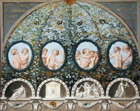 Design for a Ceiling Fresco, published c.1780 (gouache, ink & w/c on an etched base) von Correggio (eigentl. Antonio Allegri)