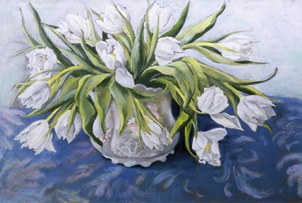 White Tulips (pastel on paper)  von Cristiana  Angelini