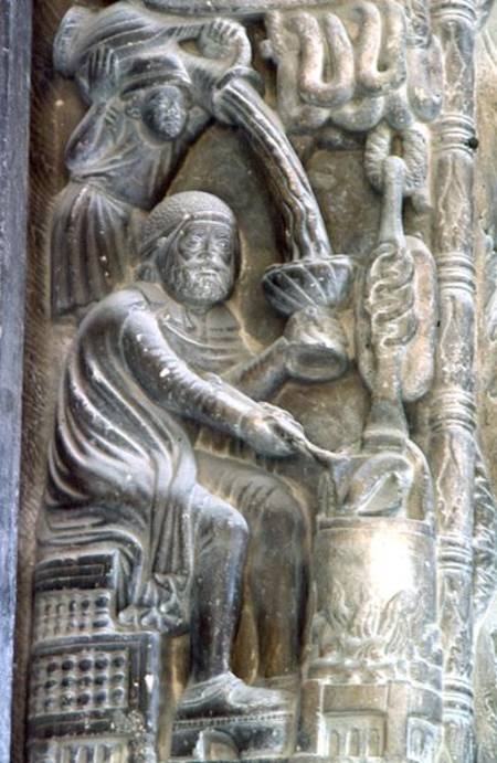 January, old man cooking, a detail from the west portal von Croatian School