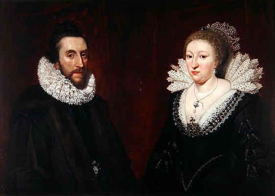 Double Portrait of Thomas Howard, 14th 'Collector' Earl of Arundel, and his wife Aletheia Talbot, 16 von Daniel Mytens