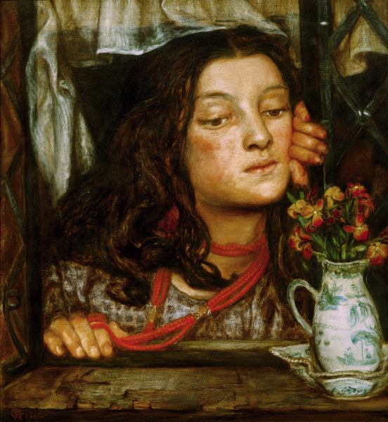 Rossetti / Girl at a lattice / Painting von Dante Gabriel Rossetti