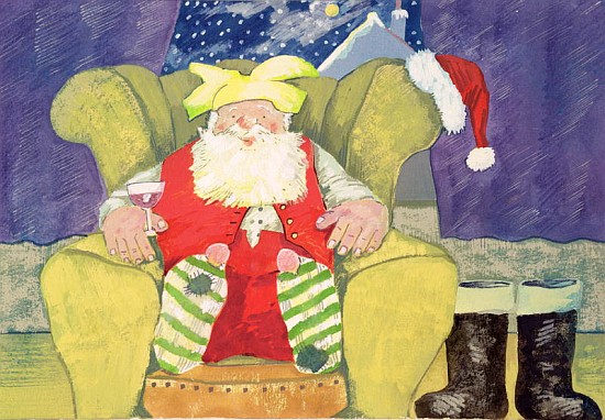 Santa Warming his Toes  von David  Cooke