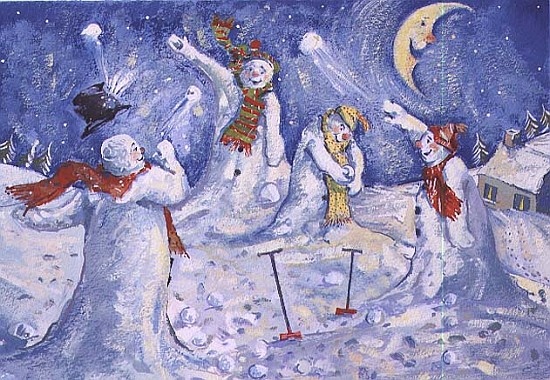 Snowmen throwing snowballs, 1995  von David  Cooke