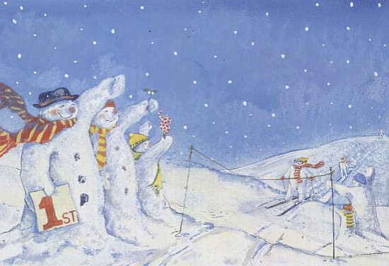 The Snowmen''s Champion Skier (w/c and gouache)  von David  Cooke