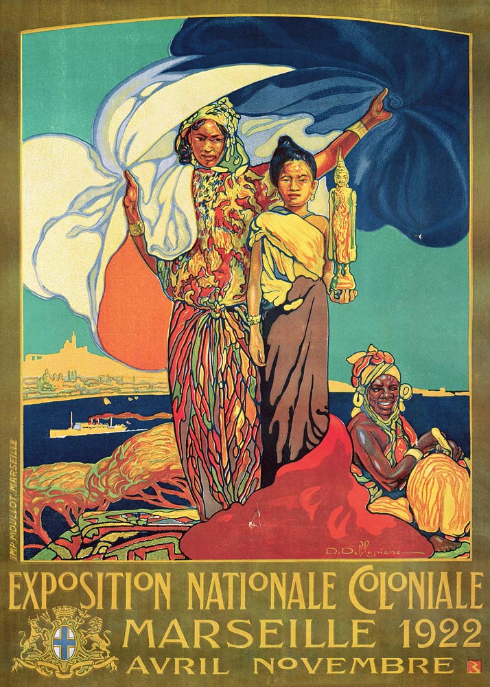 Poster advertising the 'Exposition Nationale Coloniale', Marseille von David Dellepiane