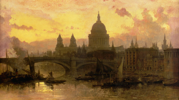 Abend über London, Blick über die Themse auf St. Pauls Cathedral von David Roberts