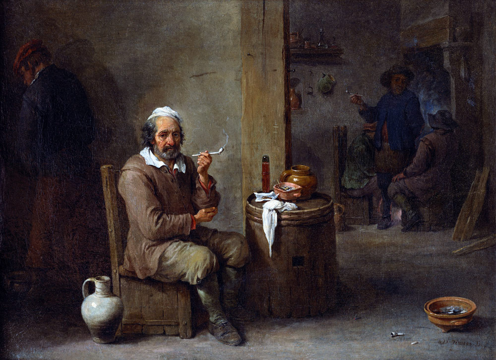Rauchender Bauer in einem Wirtshaus. von David Teniers