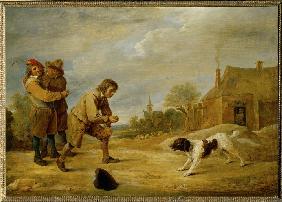 Bauernjungen mit einem Hund