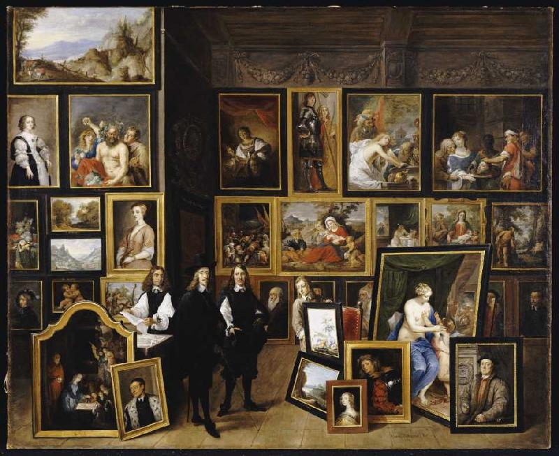 Der Erzherzog Leopold Wilhelm mit dem Künstler und anderen Personen in seiner Galerie. von David Teniers