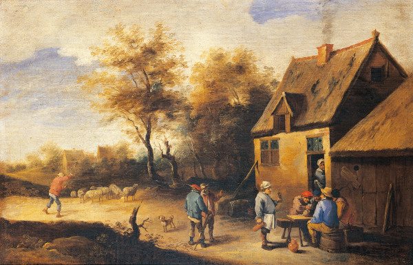 D.Teniers School / Village Inn / Paint. von David Teniers