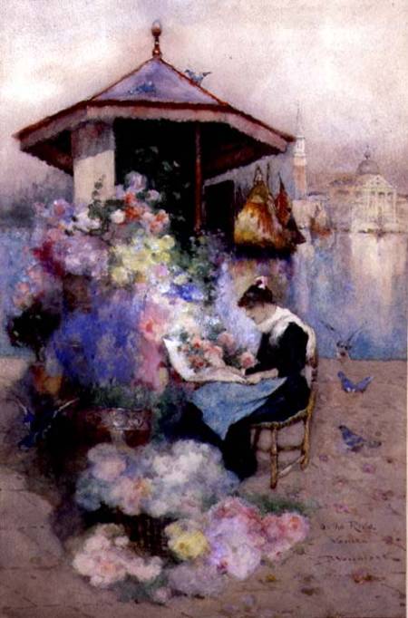 Flower Seller on the Riva, Venice von David Woodlock